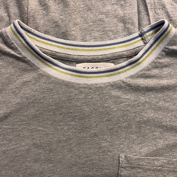 PacSun Mens Gray T-Shirt with Multicolored Scoop-Neck Detail - Picture 3 of 3